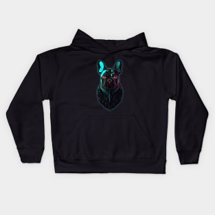 Geometric Neon Glow French Bulldog Kids Hoodie